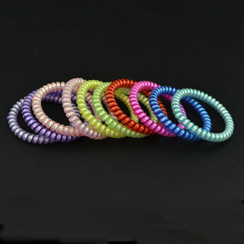 

10 Pcs Colors Telephone Wire Hair Ring Gum AB Colored Elastic Bands For Accessories Hairbands