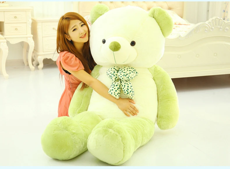 

Огромный белый и зеленый плюшевый медведь, плюшевая игрушка, обнимающий медведь, кукла, обнимающая подушка, День Святого Валентина, рождест...