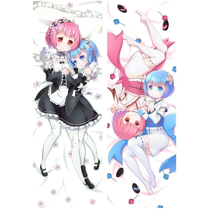 Peach skin Аниме RE ZERO начала жизни в другом мире наволочки Ram Rem наволочка 3D двухстороннее постельное белье обнимающее тело наволочка 01 - Цвет: Peach skin