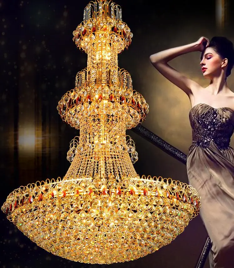 Дуплексная напольная Хрустальная большая люстра для гостиной