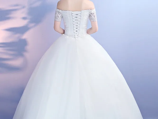 modabelle Lace Top Bodice Tulle Ball Gown Wedding Dresses With Short Sleeves 2018 New Arrival abiti da sposa Sexy Bridal Dress | Свадьбы и