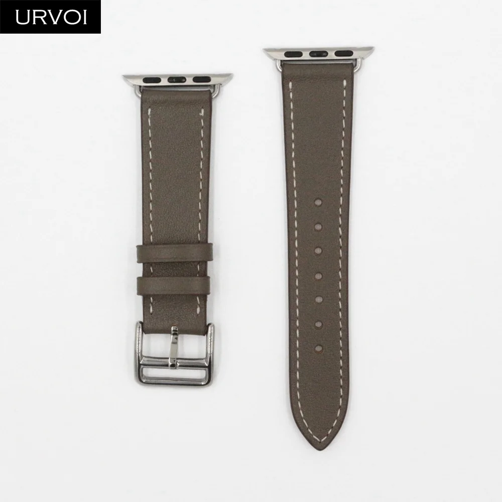 Grey URVOI кожаный ремешок для apple watch series 5 4 3 2 1 один тур для наручных часов iwatch, плечевой ремень на запястье с классическим дизайном Nior 40/44 мм - Цвет ремешка: Grey