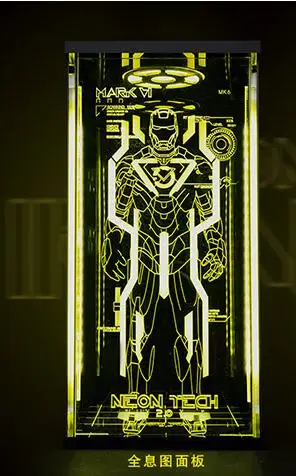 with Mk6 picture Коллекционная 1/6 фигурка сцены аксессуары комикав дисплей коробка акриловый зал Железный человек Mk6 Warfare с желтым светильник 2,0 - Цвет: with Mk6 picture