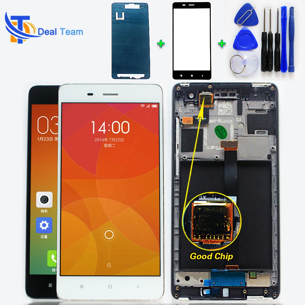AAA качественный ЖК-дисплей для Xiaomi Mi 4 5,0 дюймов сенсорный экран Xiaomi Mi 4 дигитайзер сборка рамка с бесплатными инструментами и стеклянной пленкой