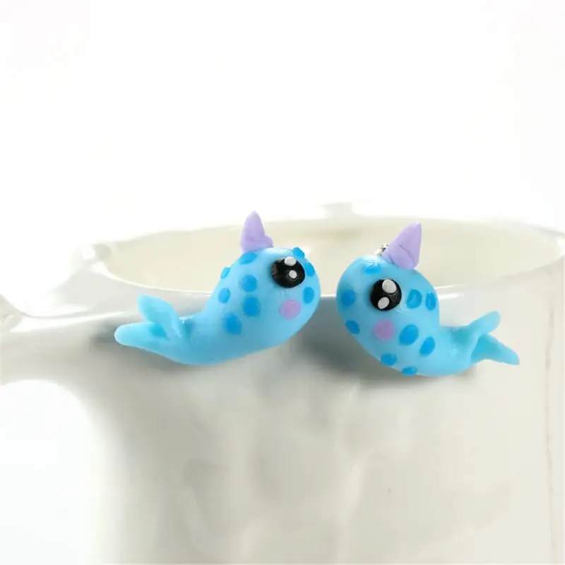 Новый стиль ручной работы милые серьги гвоздики из полимерной глины с голубым