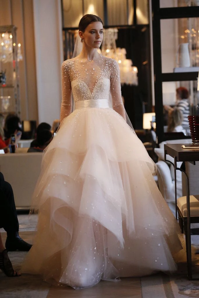 

Boho Anna Vestidos De Novia A Line Scoop Neck Long Sleeves Bride Gowns Layered Tulle Wedding Dresses Robe De Mariage