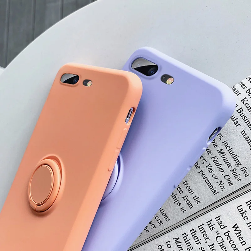 SoCouple жидкостный мягкий силиконовый держатель для телефона чехол для iphone 11 Pro Max X Xs max XR 7 8 6 6s plus сплошной цвет кольцо ручка чехол для телефона
