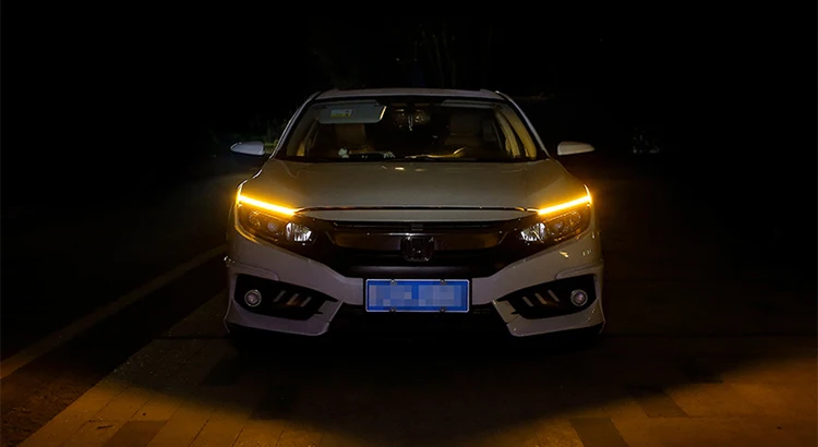 OKEEN 60 см DRL светодиодный дневные ходовые огни 12 в автомобильный Белый Желтый Гибкий светодиодный фонарь с течением указателей поворота