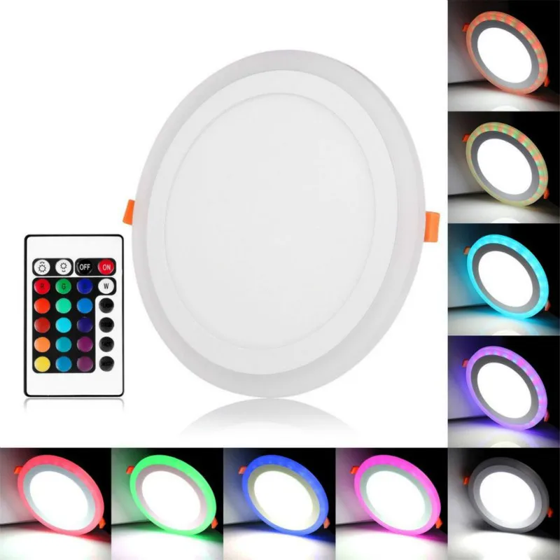 Светодиодный светильник RGb квадратной формы 6 Вт 9 Вт 16 Вт 24 Вт 3 модели светодиодный светильник двойной цвет потолочный светильник белый/теплый потолочный встраиваемый с пультом дистанционного управления