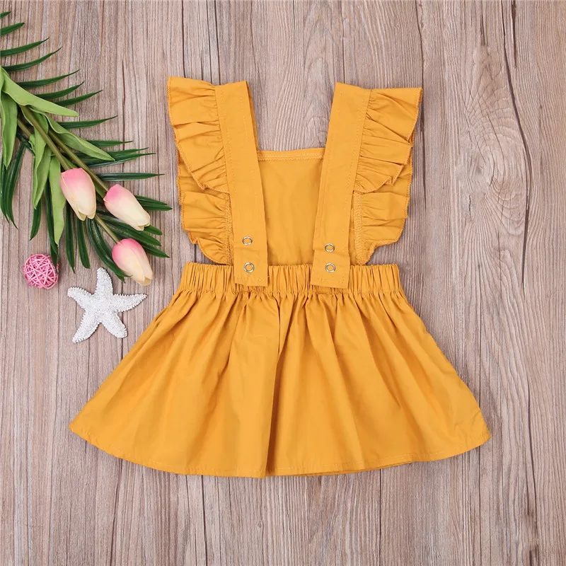PUDCOCO Toddler Baby Girl Ruffled Sundress Backless Baptism Party Kids Sleeveless Pageant Dresses | Детская одежда и обувь