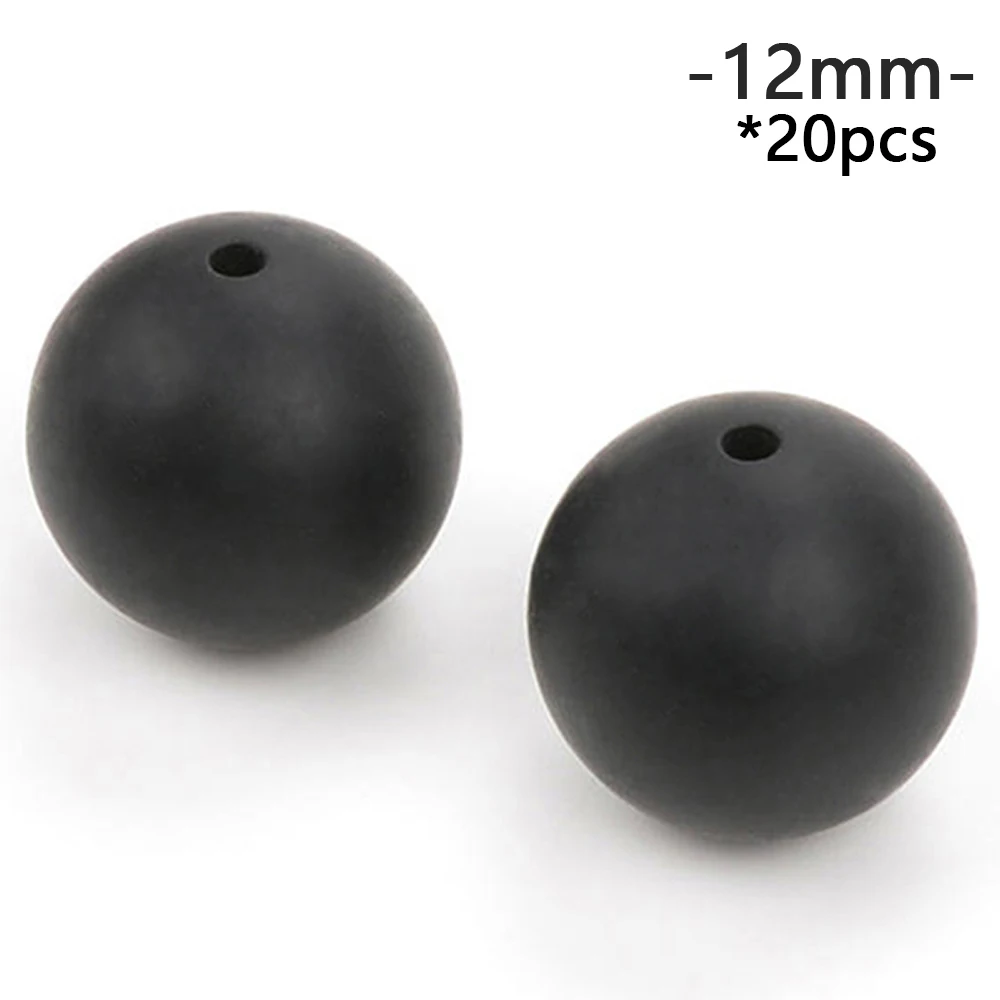 Black LOFCA, 12 мм, 20 шт./лот, силиконовые бусины, рассыпчатые, сделай сам, жевательные, цветные, для прорезывания зубов, для младенцев, безопасный, Круглый Прорезыватель - Цвет: Black
