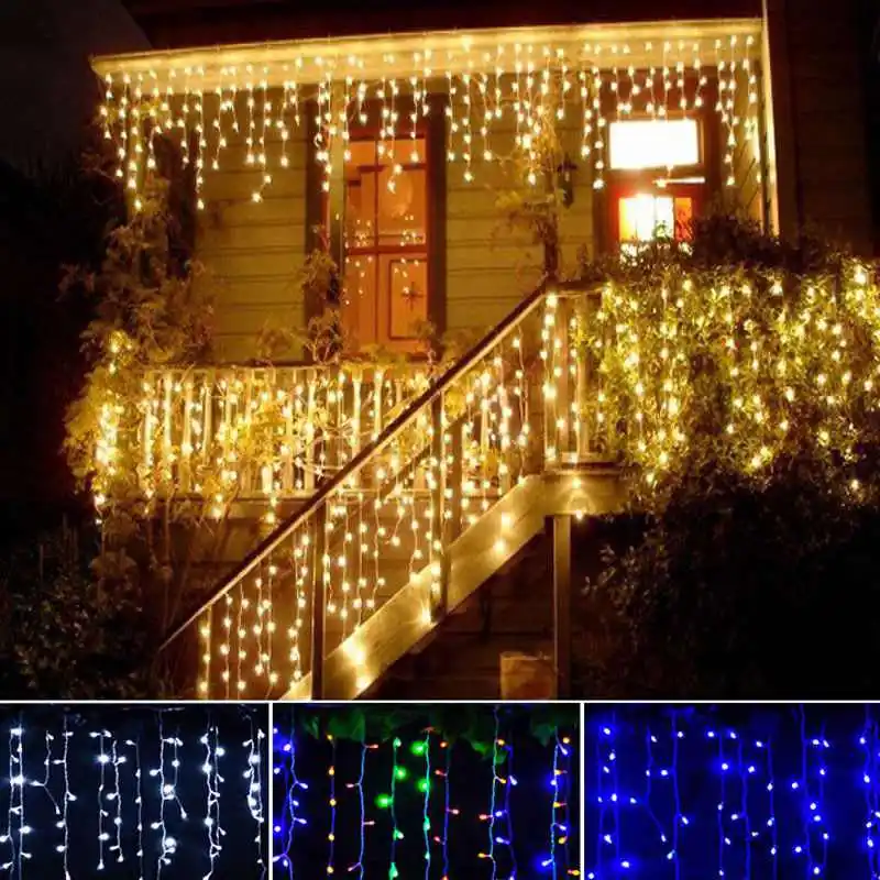 

SZYOUMY 2018 New Multicolor 3.5M 96 LED Snowflake LED ICE Curtain Fairy String Lights For Holiday Xmas Wedding Decoration 30PCS
