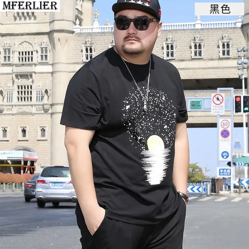 Мужские уличные футболки с коротким рукавом летние большие размеры 6XL 7XL 8XL черные