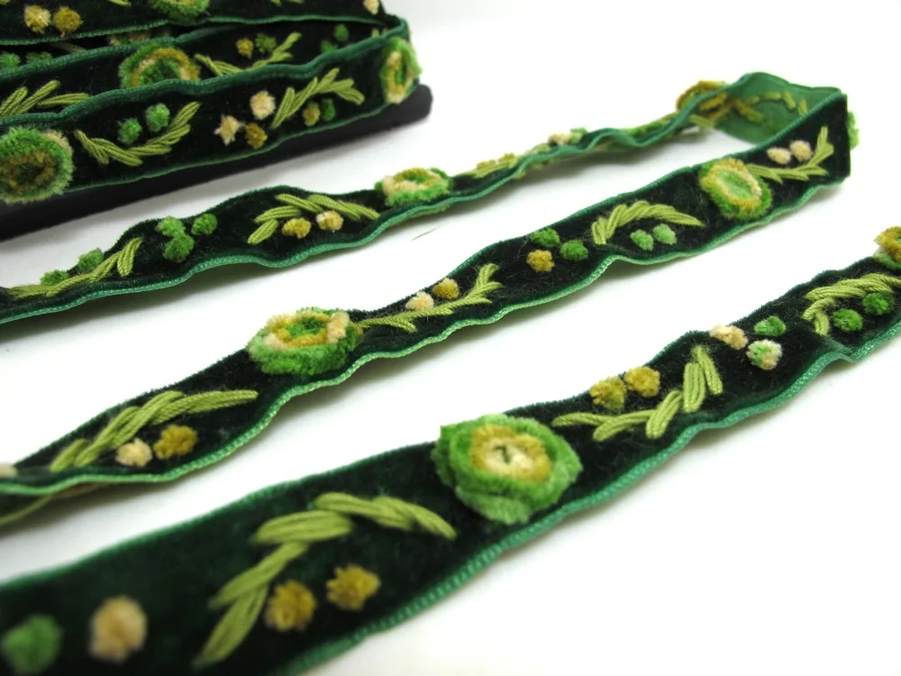 Вельветовая лента с вышитыми цветами 5/8 дюйма шитье стеганое принадлежности для