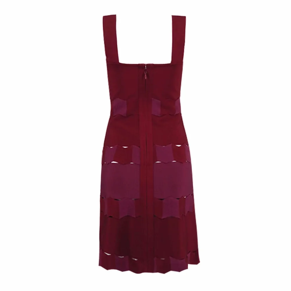 Elegant 2017 new winter women's dress burgundy A line bandage dresses wholesale HL party dropshipping | Женская одежда