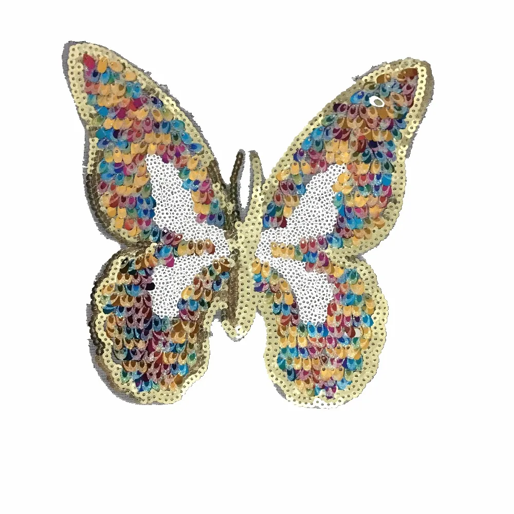 

Colorful Sequins Butterfly Patches Sewing on Beaded Cloth Patches DIY Clothes Scraf Bags Decorated Perfume Bottle Sequined Patch
