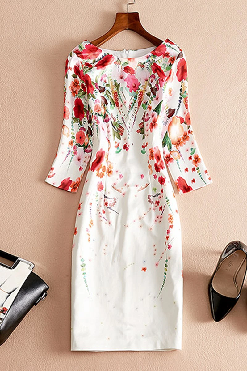 Элегантные модные женские платья облегающие короткие карандаш с круглым вырезом