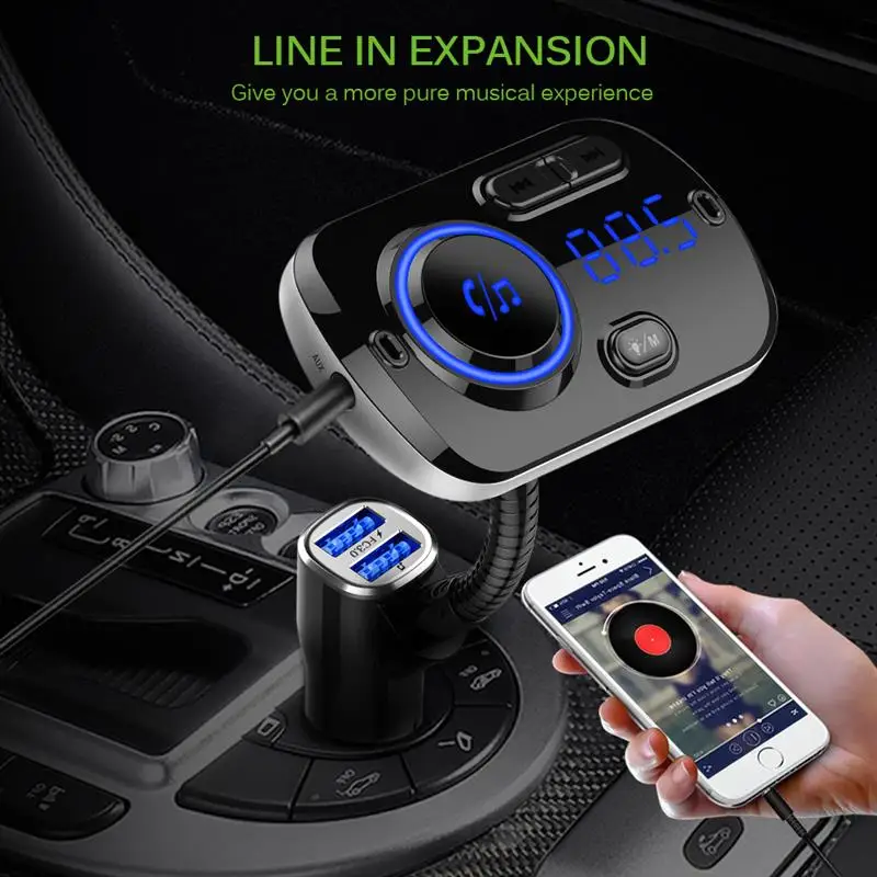 Беспроводной автомобильный fm передатчик двойной USB Bluetooth 5 0 Автомобильный MP3