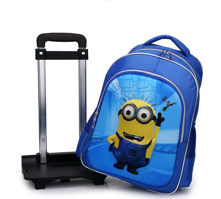 DHL Free Shipping Me Cartoon Backpack On Wheels Boys Blue Minion RemovableTrolley School Bag Kids Book Mochila Infantil | Багаж и сумки