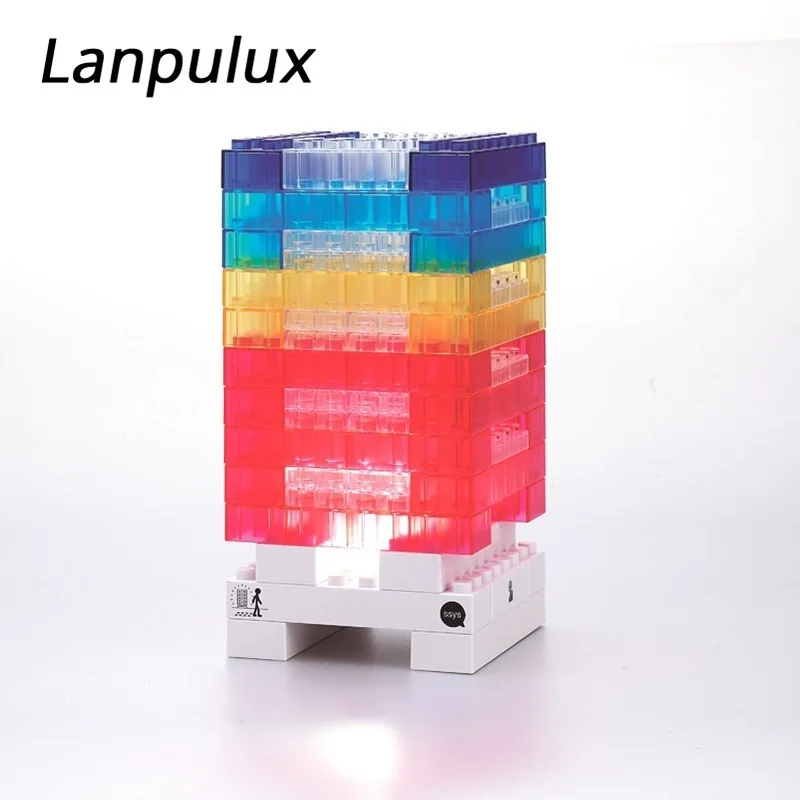 Lanpulux красочные строительные блоки светодиодная игрушка Сделай Сам детская