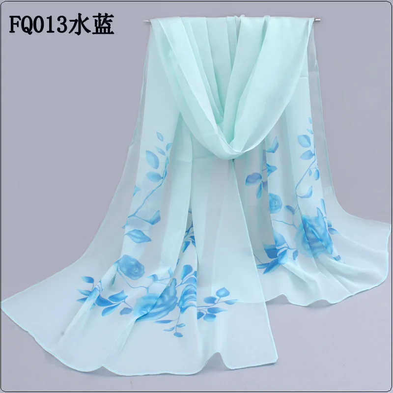 fq013 water blue Cachecol, новинка, модный стиль, полиэстер, шифон, шелк, шарфы для женщин, повязка на голову, солнцезащитная, весна-осень, аксессуары, платок fq013 - Цвет: fq013 water blue