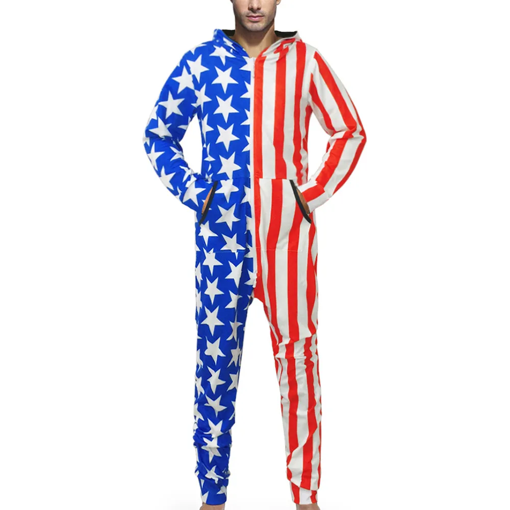 Пижама Мужская домашняя одежда комбинезон для взрослых с 3D принтом в виде звезд