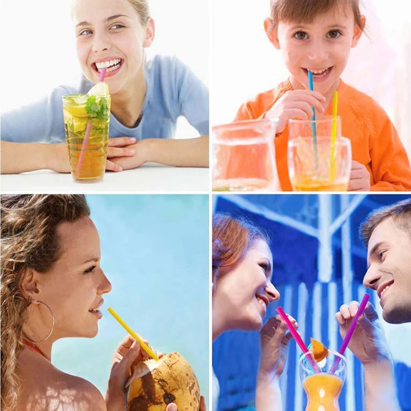 DCTGZ 6 шт. многоразовый силикон соломинки набор удлиненные гибкие с одной чистящей