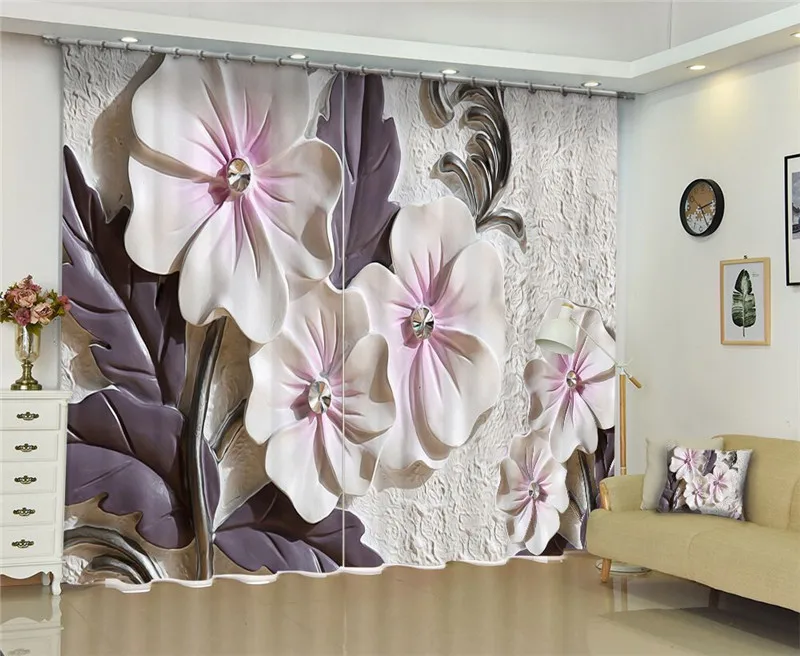 Рельефные цветочные занавески роскошные затемненные 3D Оконные Занавески для