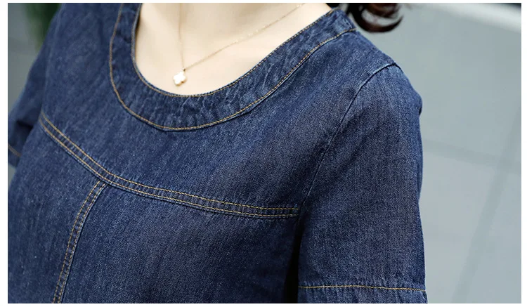 Новые летние стильные женские платья Vestido размера плюс, модное повседневное свободное джинсовое платье с круглым вырезом и карманами для женщин, большое джинсовое цельное платье