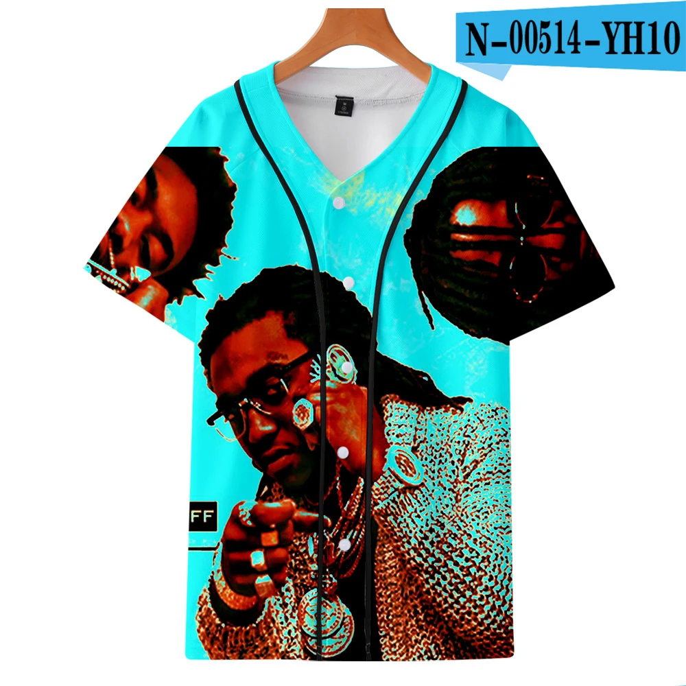 LUCKYFRIDAY Migos Rapper Harajuku 3D бейсбольная куртка с коротким рукавом мужская и женская модная мужская одежда летняя уличная Толстовка - Цвет: N00514