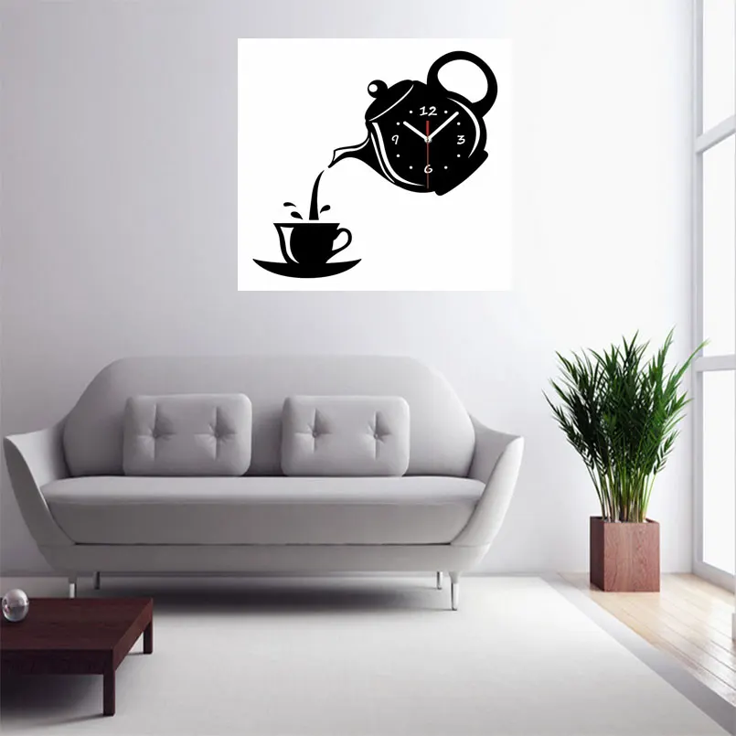 Wall Clock Coffee Cup Shape Decoration Kitchen Living Room Home | Дом и сад