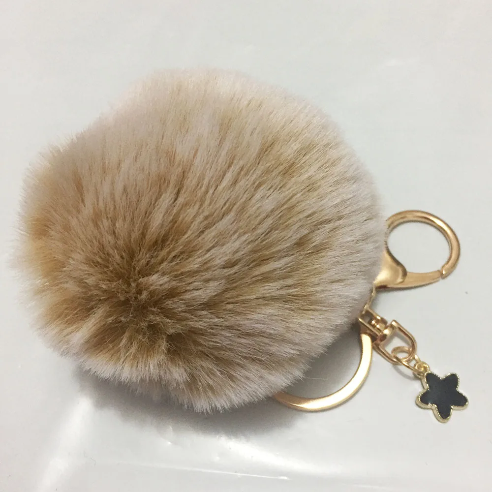 8 см помпон Искусственный Кролик золотой пряжкой черный Пентакль кулон пушистый