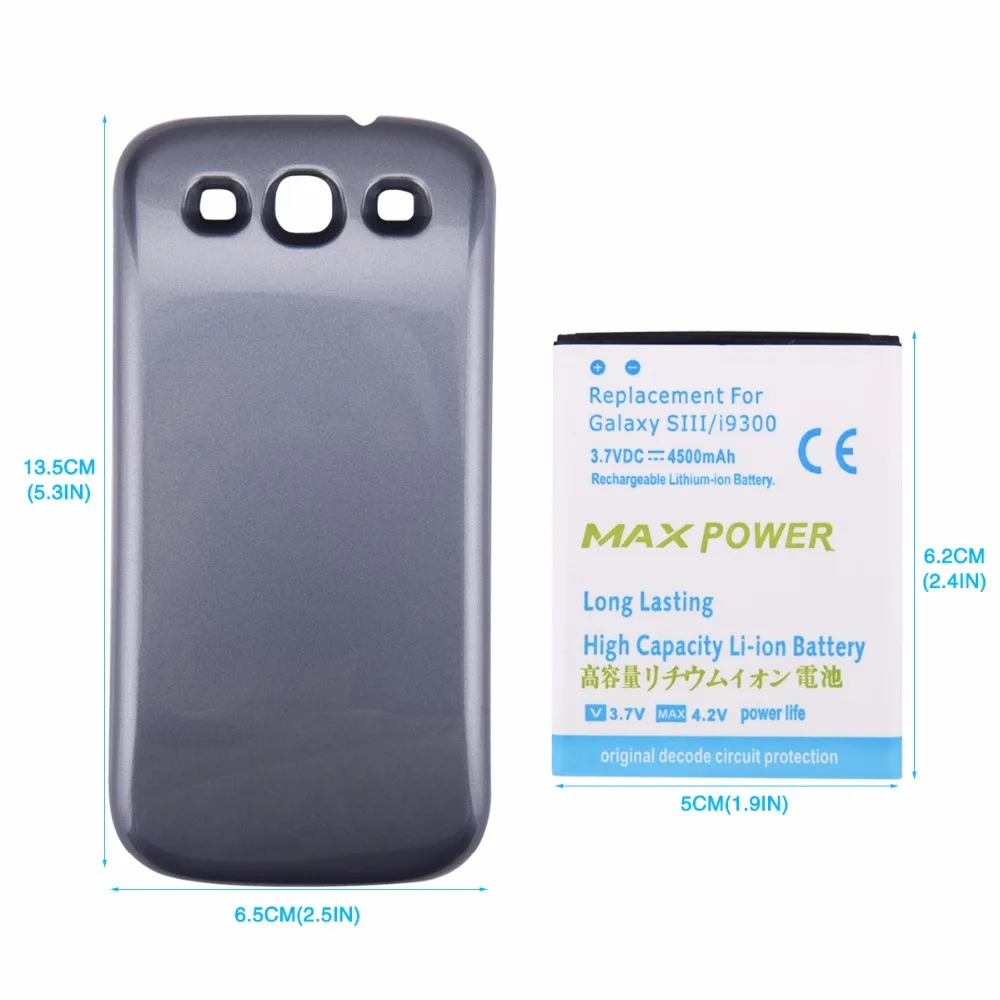 Для Samsung Galaxy S3 i9300 увеличенный резервный аккумулятор 4500 мАч с задней крышкой чехол