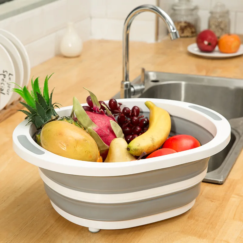 Foldable Cutting Board Multi-function Chopping Blocks Flexible Vegetable Fruit Washing Basket Sink Kitchen Accessories | Дом и сад