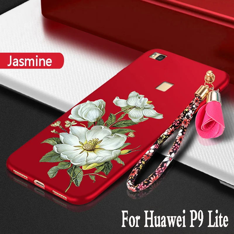 Чехол для Huawei p9 lite силиконовый роскошный 3d чехол с цветами защитная флип сумка