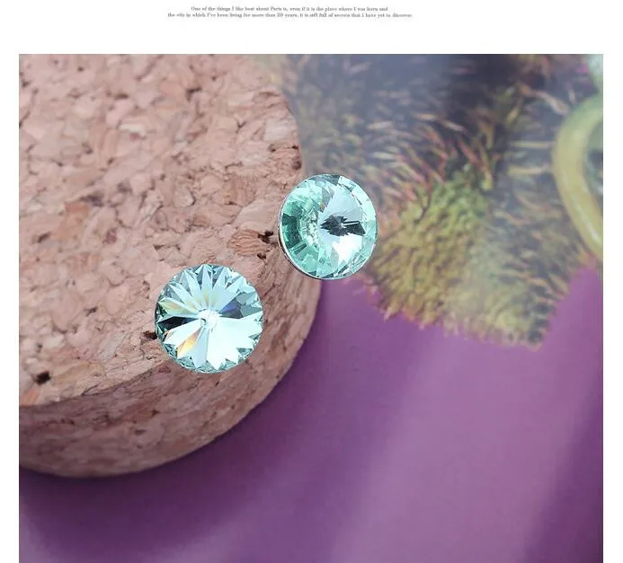 Украшенные кристаллами Swarovski маленькие круглые серьги для женщин, настоящие модные ювелирные аксессуары