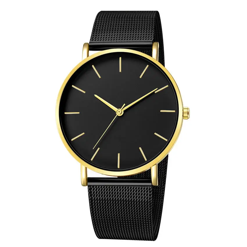 Montre Femme современная мода Reloj Mujer черные кварцевые часы женские сетчатый Браслет из нержавеющей стали повседневные наручные часы для женщин W50