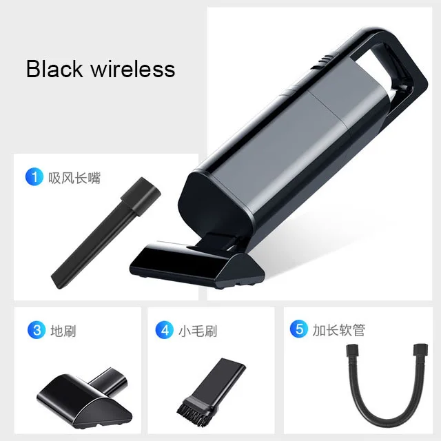 Black wireless JIQI автомобильный бытовой электрический пылесос уборочная машина Авто 12 в мини перезаряжаемый беспроводной влажный/сухой пылеуловитель коллектор аспиратор - Цвет: Black wireless