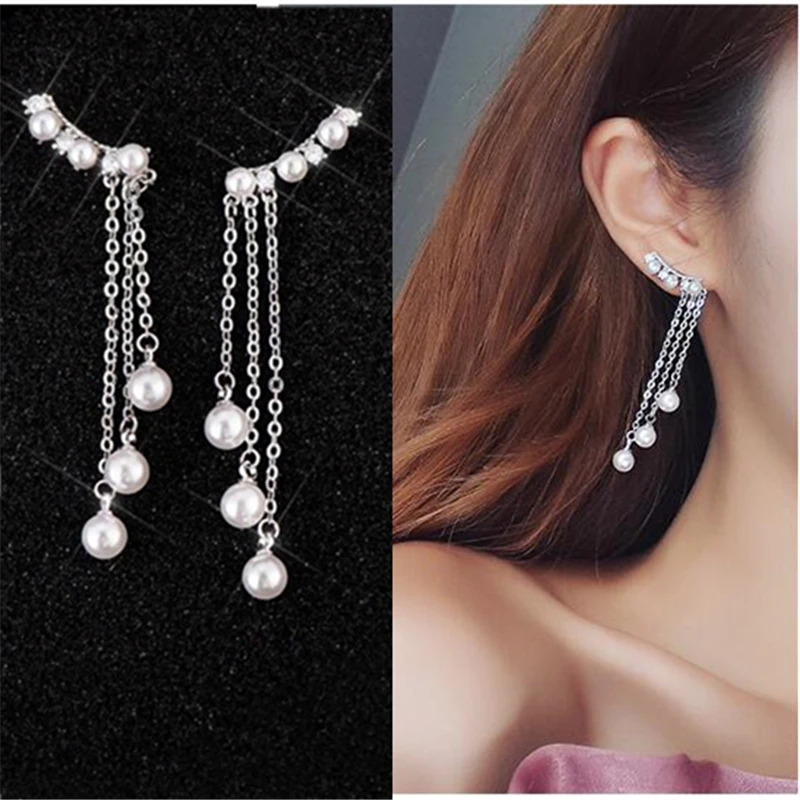 2019 новые женские горячие модные длинные Подвесные серьги кристалл с кисточкой из