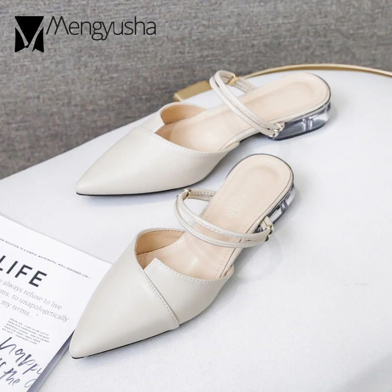 Женские шлепанцы с заостренным носком на каблуке кристаллами дизайнерские