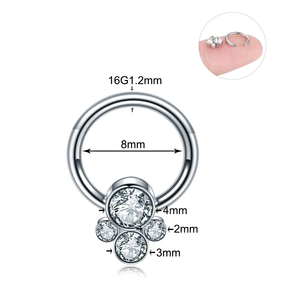 B2508 1PC Steel Opal Gem Septum Piercing Nose Ring Piercings Septum 16G Helix Piercing Cartilage Tragus Earrings Body Piercing Jewelry - Окраска металла: B2508