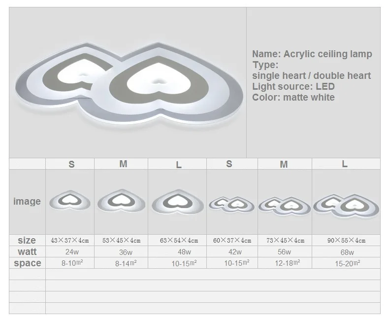 Современные акриловые светодиодные потолочные светильники с одним сердцем и