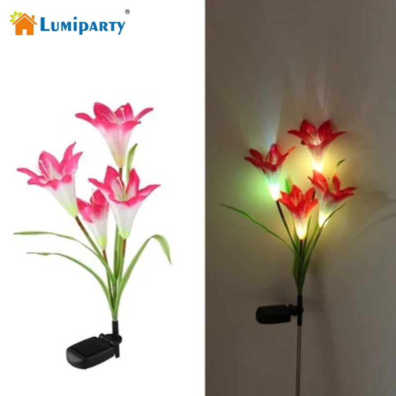 Светодиодный светильник Lumiparty на солнечной энергии с красными лилиями