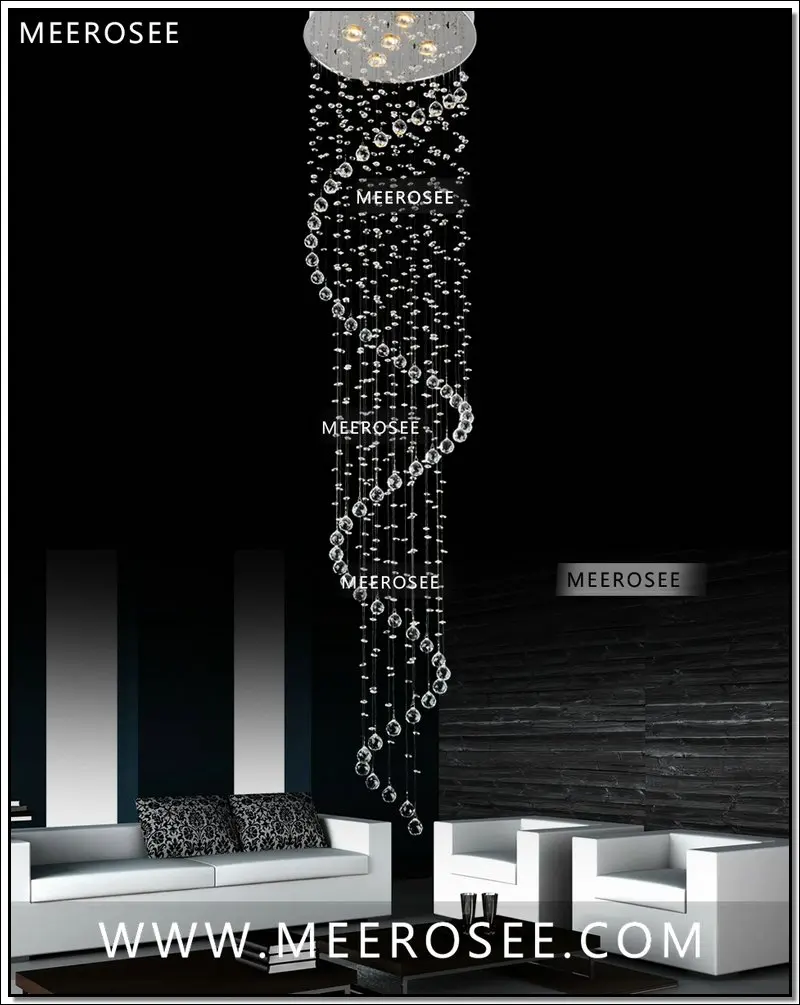 安い ロングスパイラルクリスタルシーリングランプフィクスチャランパラ手帖モダンな照明 Luminaria ため階段玄関廊下レディ証券照明器具