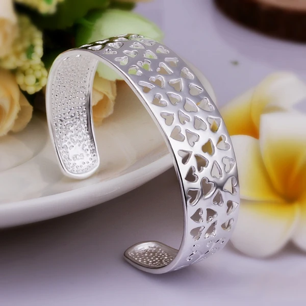Wholesale Price !! Silver Fashion Jewelry Bracelet &amp Bangles Elegant Hearts Bangle for Women Girls | Украшения и аксессуары
