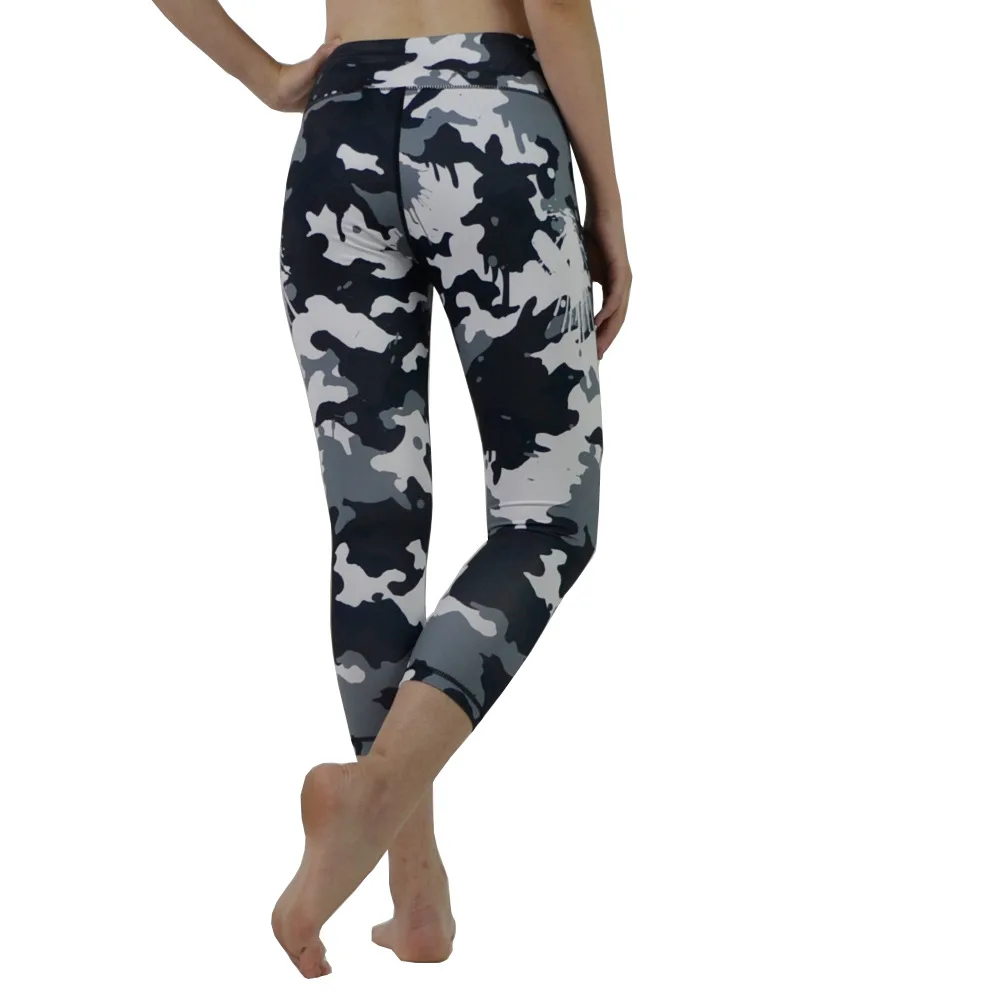 Черные серые камуфляжные укороченные Капри для занятий йогой 7/8 камуфляжная