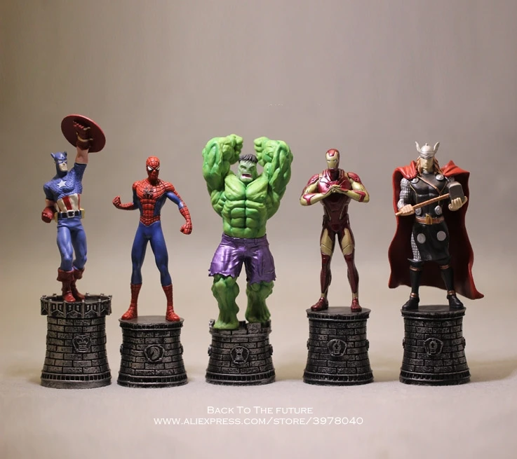 Disney с принтами "Marvel", "Мстители Железный человек Человек-паук 14 см 5 шт./компл. фигурку коллекция украшений аниме фигурка модели игрушки с дистанционным управлением для детей