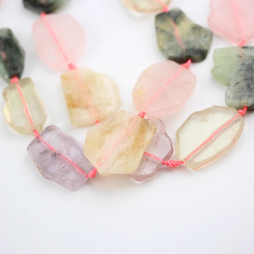 

Raw Natural Mixed Stones Slabs Beads,Smooth Slice Loose Beads Jewelry for Pendants Jewelry