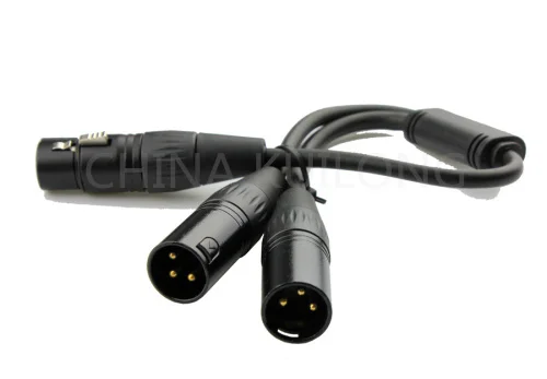 

Brand New wholesale 50pcs/lot XLR Signal Splitter 1 Female 2 Male 3pin Cable 0.18m Microphone Combiner Lead