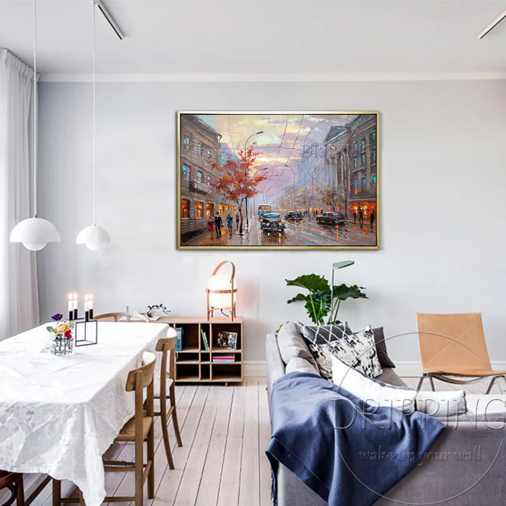 Художественная ручная роспись современный осенний пейзаж уличная картина